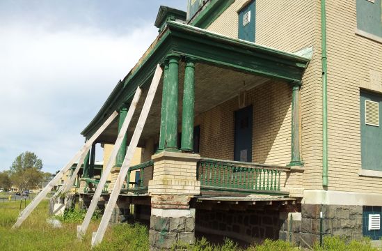 Last year, these buildings were in use. This year, they look unstable. Some look quite dangerous.