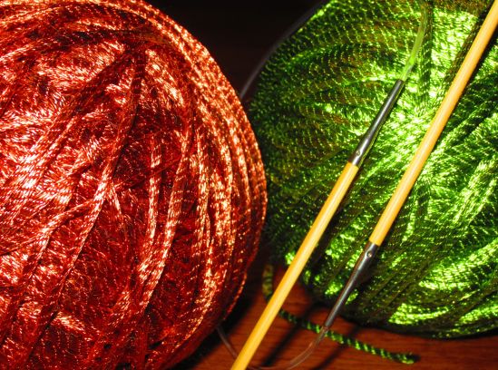 Copper yarn: proof that dreams really do come true if you're me and your dream is to knit something out of yarn that is coppery and you happened to elbow your way through a scrum of grandmothers to the display when coppery yarn was on sale. Because I am awesome.