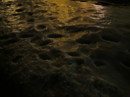 It snowed, then rained, then sleeted, then snowed, then rained. We are now surrounded by crunchy ice banks. They are as much fun as a day at the beach, if the beach had land mines and aggressive hecklers.